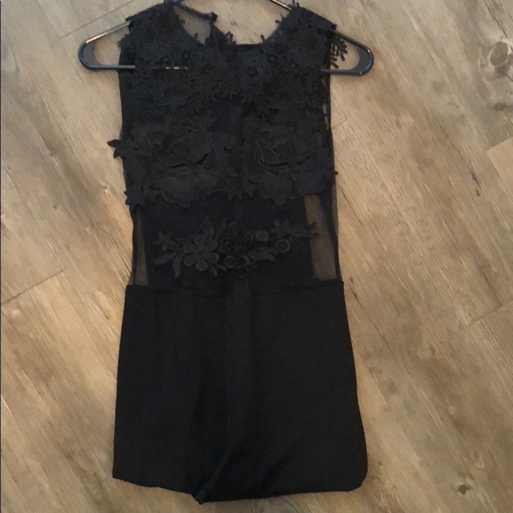 Black top lace body suite